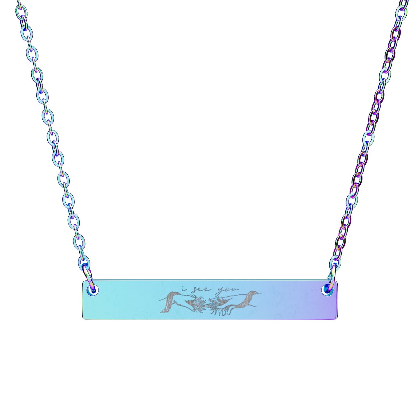 Horizontal Bar Necklace (Engraving) I See You "Avatar"