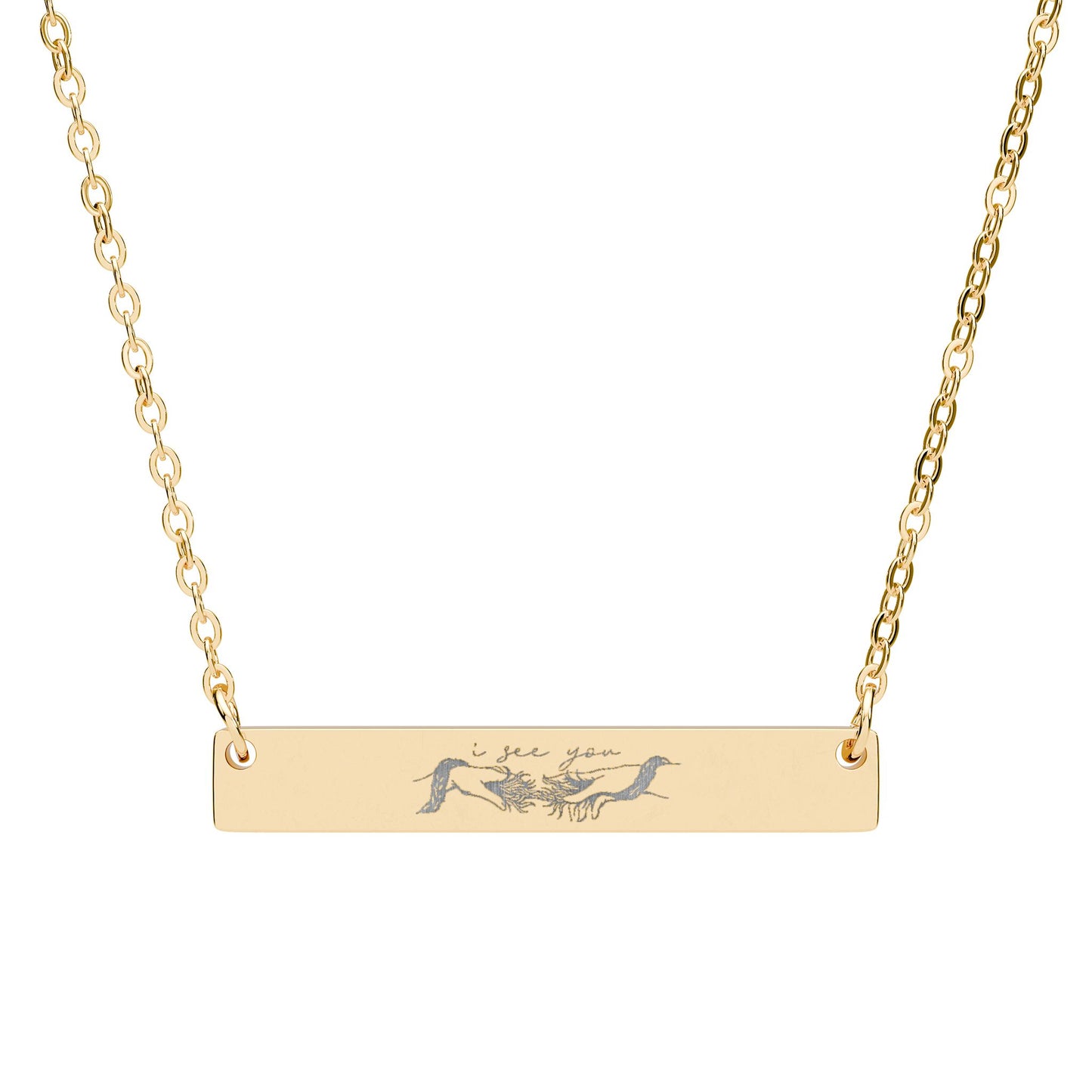 Horizontal Bar Necklace (Engraving) I See You "Avatar"