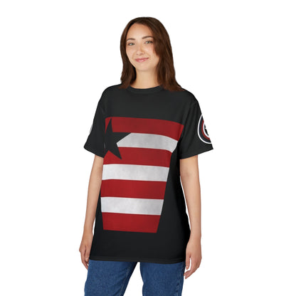 Camiseta unisex cortada y cosida (AOP) "Agente de EE. UU."