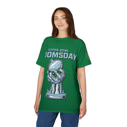 Camiseta unisex de corte y confección (estampado completo) "El día del juicio final de la Super Bowl"