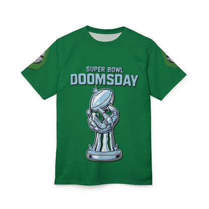 Camiseta unisex de corte y confección (estampado completo) "El día del juicio final de la Super Bowl"